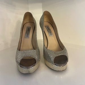 Jimmy Choo - Silver Glitter heels